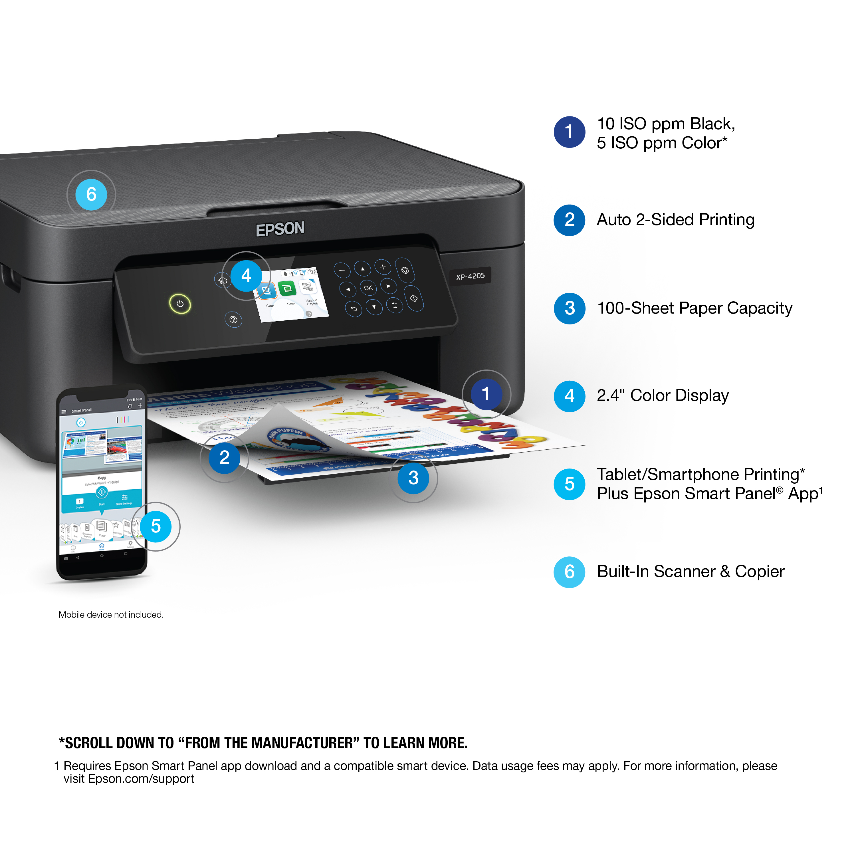 Epson Expression Home XP-4205 Wireless Color Printer with Scanner and Copier - image 4 of 6