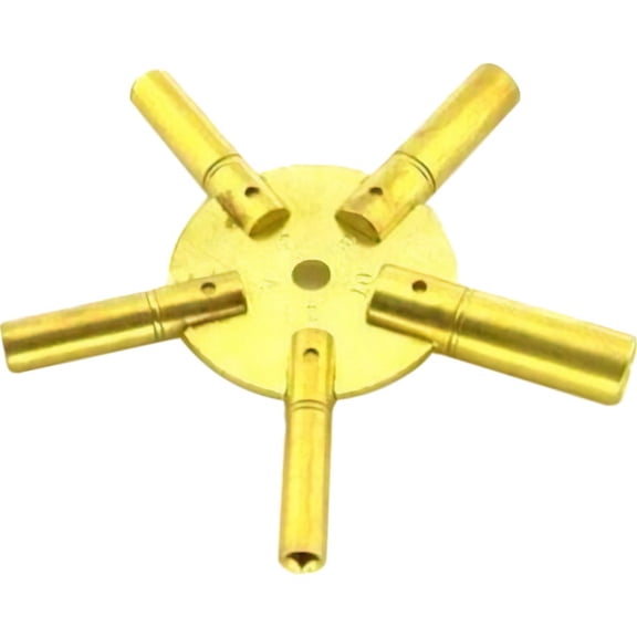 Five Sided Brass Clock Key Mainspring Winding Tool Sizes 2 4 6 8 10