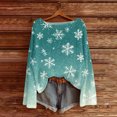 thumbnail image 2 of WTOBBY Women's Knit Top with Christmas Print Design, Long Sleeve Round Neck Yarn Pullover, Casual Holiday Sweater for Christmas Party and Family Gathering,Army Green L, 2 of 4