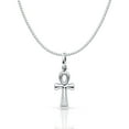 thumbnail image 1 of 14K White Gold Egyptian Ankh Cross Religious Charm Pendant with 0.8mm Box Chain Necklace - 18", 1 of 6