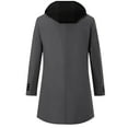 thumbnail image 3 of JXMVOJ Men's Wool Coat Hoodie Long Trench Coat Cotton Casual Woollen Overcoat Jacket, 3 of 7