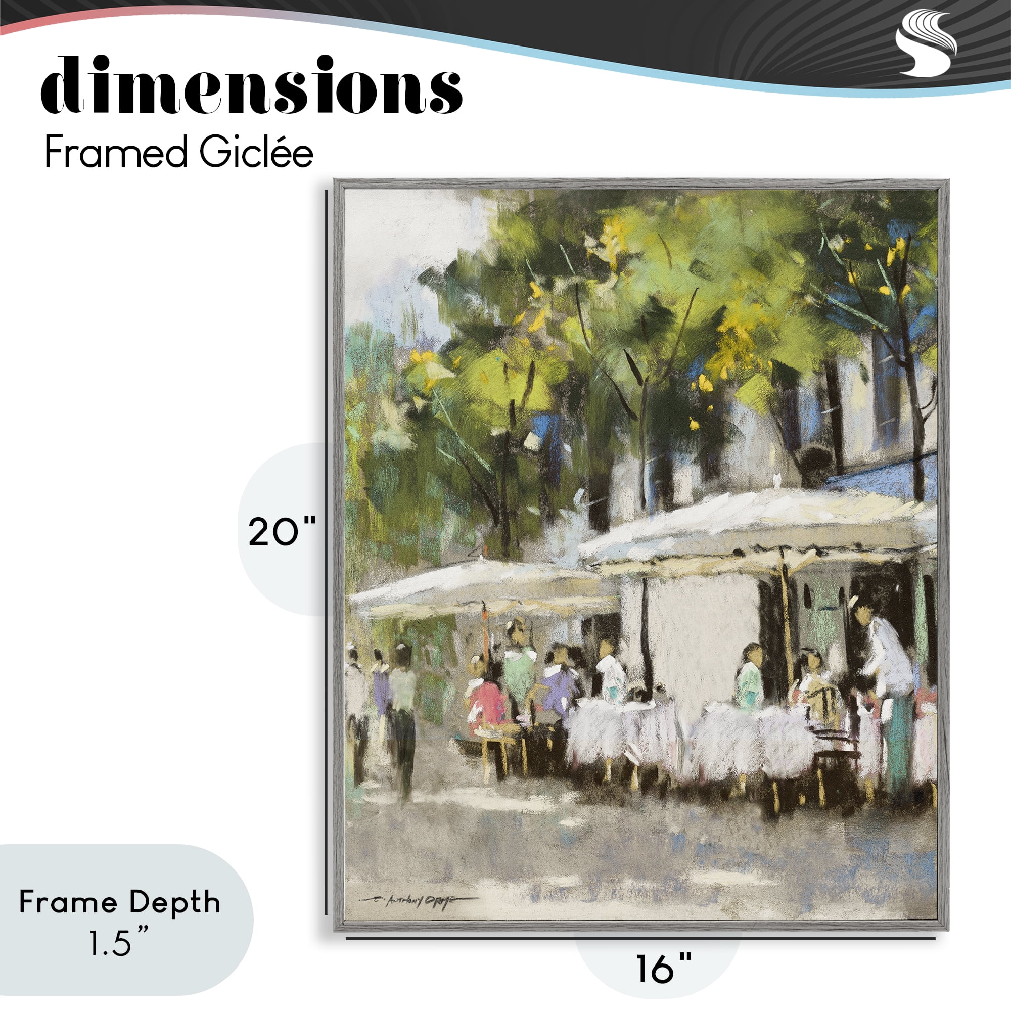 Stupell Industries Sunny Street Cafe Dining Gray Framed Giclee Art, design by Anthony Orme