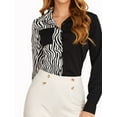 thumbnail image 1 of Lovito Classy Zebra Colorblock Pocket Blouse, 1 of 5