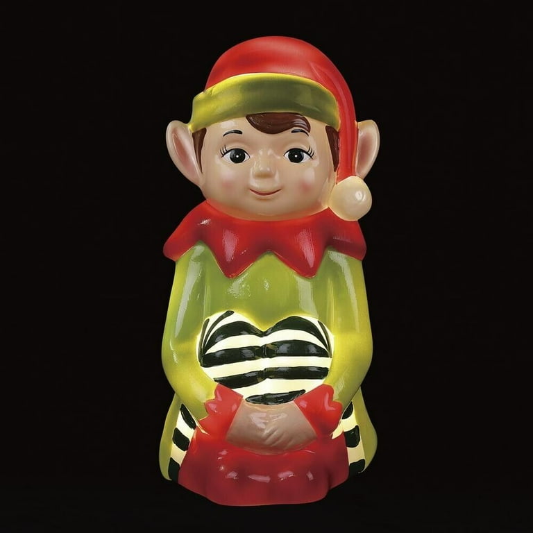 Mr. CHRISTMAS Illuminated Tabletop Blow Mold ELF w/Timer Indoor
