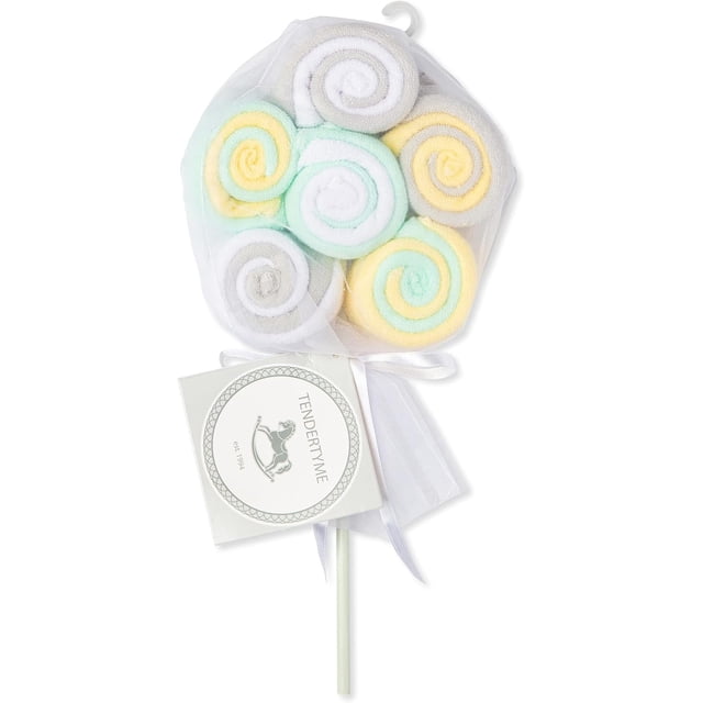 Tendertyme Yellow and Mint Lollipop Washcloth Set 12 Pieces