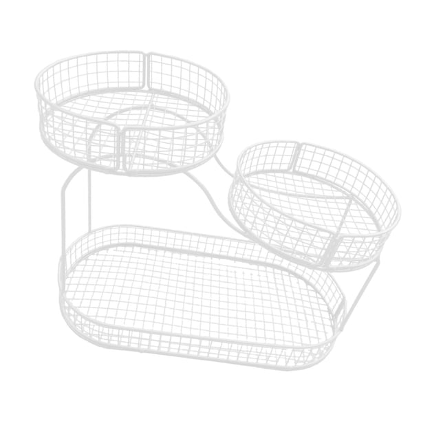 Cesta de frutas para encimera de cocina, multiusos, organizador de gran capacidad, 3 niveles de metal Blanco A