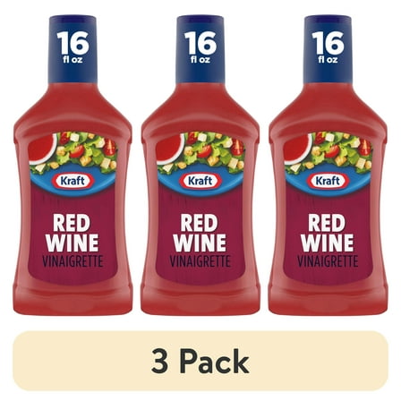 (3 pack) Kraft Red Wine Vinaigrette, 16 fl oz Bottle