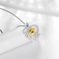 thumbnail image 3 of Juwaliy Yellow Love Heart Necklace Butterfly November Birthstone Necklace Citrine 925 Sterling Silver Pendant Jewelry Women Christmas Birthday Gifts for Mother, 3 of 10