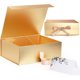 thumbnail image 1 of Plegable Magnética Caja de Regalo con Cinta, Caja de Regalo con Lazo de Satén para Boda, Embalaje, Regalo, Cumpleaños, Navidad, Fiesta (Gold), 1 of 4