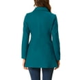 thumbnail image 3 of Unique Bargains Women's Peter Pan Collar Double Breasted Winter Trench Coat L Lake Blue, 3 of 6