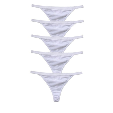 

5 Pack Zofirao Women s Black White Red Panties Cotton Spandex Thongs Underwear G-strings (XL White)