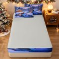 thumbnail image 4 of Manfei Kawaii Xmas Moose Zipper Queen Comforter Set with Fitted Sheet and 2 Pillowcases, Winter Lodge Cabin Zipper Bedding Set, Light Blue, Gray Reversible, 4-Piece, 4 of 7
