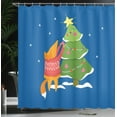 thumbnail image 3 of Ambesonne Vintage Winter Shower Curtain, Fox in Sweater Tree, 69"Wx70"L, Cobalt Blue Multicolor, 3 of 4