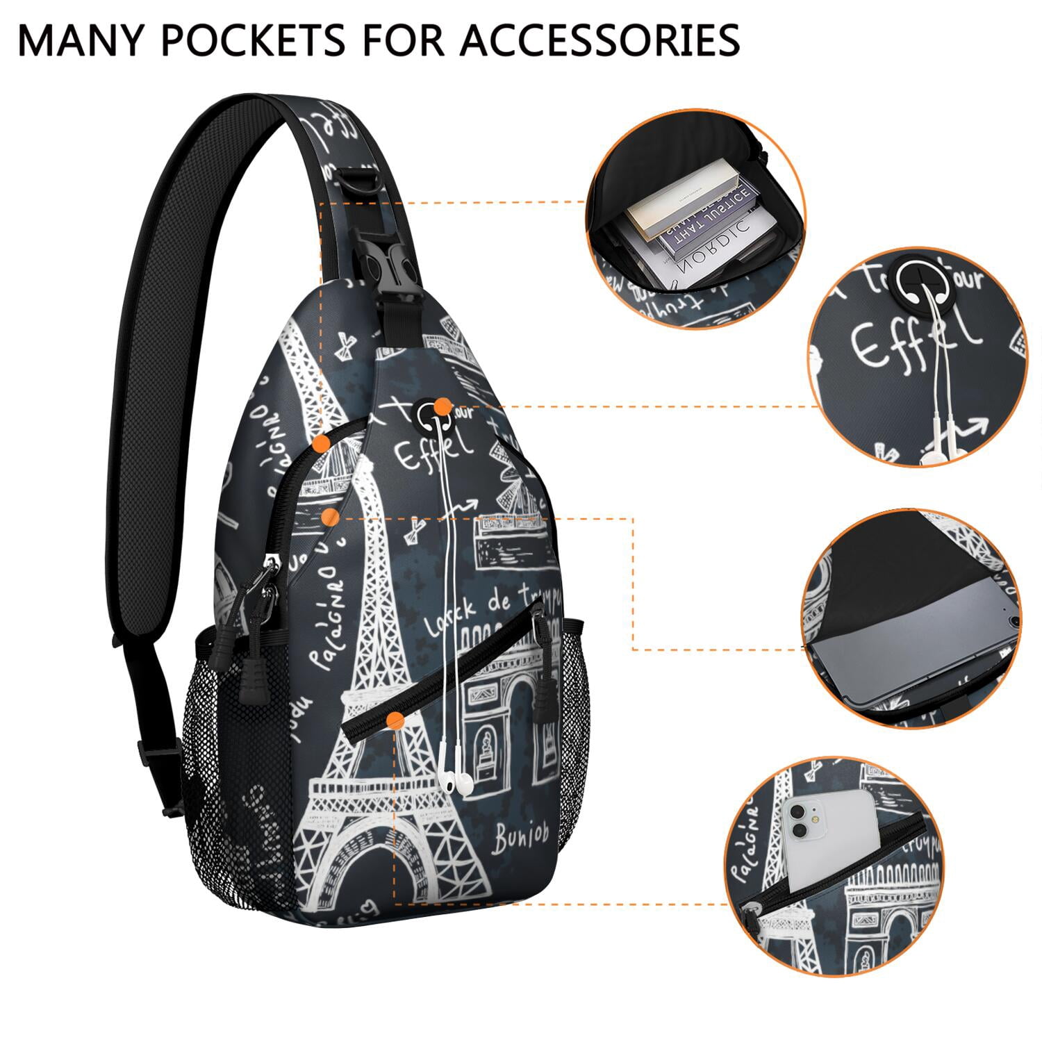 Travel Sling Bag Tower Hiking Sling Backpack Travel Bag Hiking Bag for Men Women