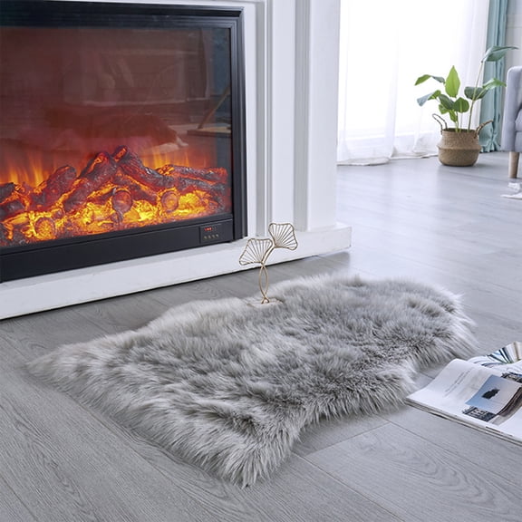 Roiihwy Ultra Soft Fluffy/Fuzzy Shaggy Area Runner Rugs for Bedroom Living Room, Gray, 35.43"x23.62", Faux Fur Chair Cover Seat Pad for Bedroom Floor Sofa Living Room
