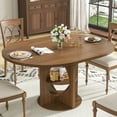 thumbnail image 5 of Fsbecl Extendable Wooden Round Dining Table for 4-6, 43.3"-59" Modern Oval Kitchen Table with Storage, Walnut, 5 of 10