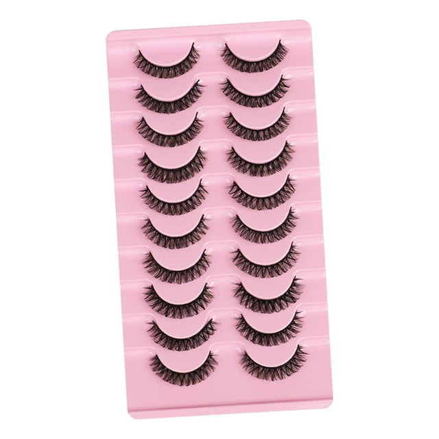 EIMELI 10 Pairs Russian Strip Lashes Curly Handmade F 19x10.5x1.5CM