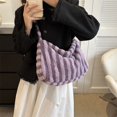 thumbnail image 4 of Bolso de hombro para mujer bolso de mano de felpa esponjoso de invierno bolso cruzado color morado, 4 of 9