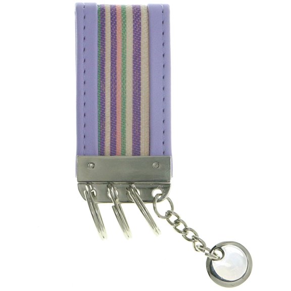 Mi Amore 3 Split Rings Circle Charm Strap-Keychain Purple & White