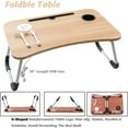 thumbnail image 3 of Foldable Lap Desk for Bed, HONEIER Bed Tray Table with 4 USB Ports, Holder Slots, Cup Holder, Drawer, Laptop Desk Table with Mini Lamp, Fan, Wood Portable Table Stand for Laptop Tablet, 3 of 7
