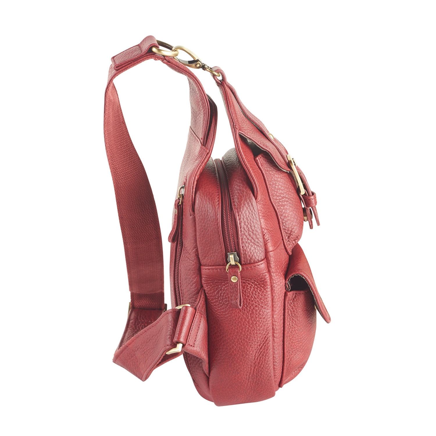 Womens Leather Crossbody Bag - Cowhide Sling Purse by American Procurement - Red
