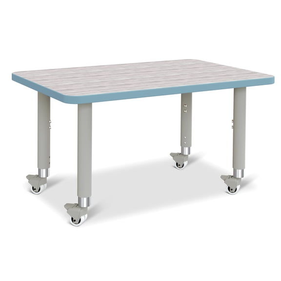 Rectangle Activity Table - 24" X 36", Mobile - Driftwood Gray/Coastal Blue/Gray