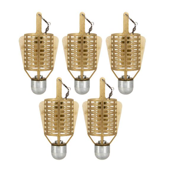 Maoww 5X ABS Fishing Bait Cage Lure Cage Bait Fishing Basket Feeder Holder 50g