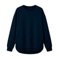 thumbnail image 4 of Sweatshirts for Women Casual Pullover Long Sleeve Side Slit Pocket Crewneck Loose Fit Classic Tops, 4 of 6