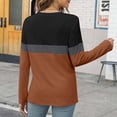 thumbnail image 4 of DondPO Womens Tops Women's Color Block Tunic Tops Casual Long Sleeve Shirts Round Neck Pullover Womens Dressy Tops Tops for Women Trendy Brown L, 4 of 7