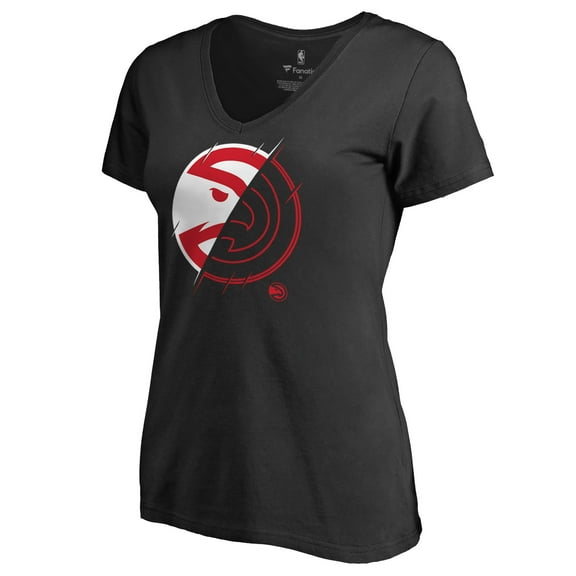 Women's Black Atlanta Hawks X-Ray Slim Fit V-Neck T-Shirt