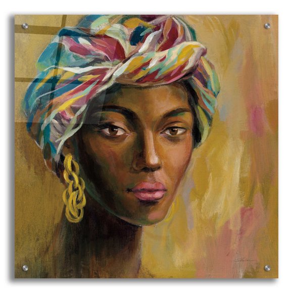 Epic Art 'African Face I' by Silvia Vassileva, Acrylic Glass Wall Art, 24"x24"