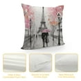 thumbnail image 4 of COMIO  Throw Pillow Cover Oil Painting Paris European City Landscape France Eiffel Tower Black White and Pink Modern Couple Under Decorative Pillow Case Home Decor Square  Pillowcase, 4 of 5