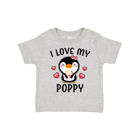 

Inktastic I Love My Poppy with Cute Penguin and Hearts Gift Toddler Toddler Girl T-Shirt