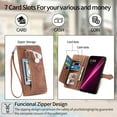 thumbnail image 6 of SaniMore Case for T-Mobile REVVL 6 Pro 5G, PU Leather Zipper Wallet Detachable Lanyard Retro Embossed Flower Crad Slots Flip Kickstand Full Body Protective Drop-proof Cover, Brown, 6 of 8