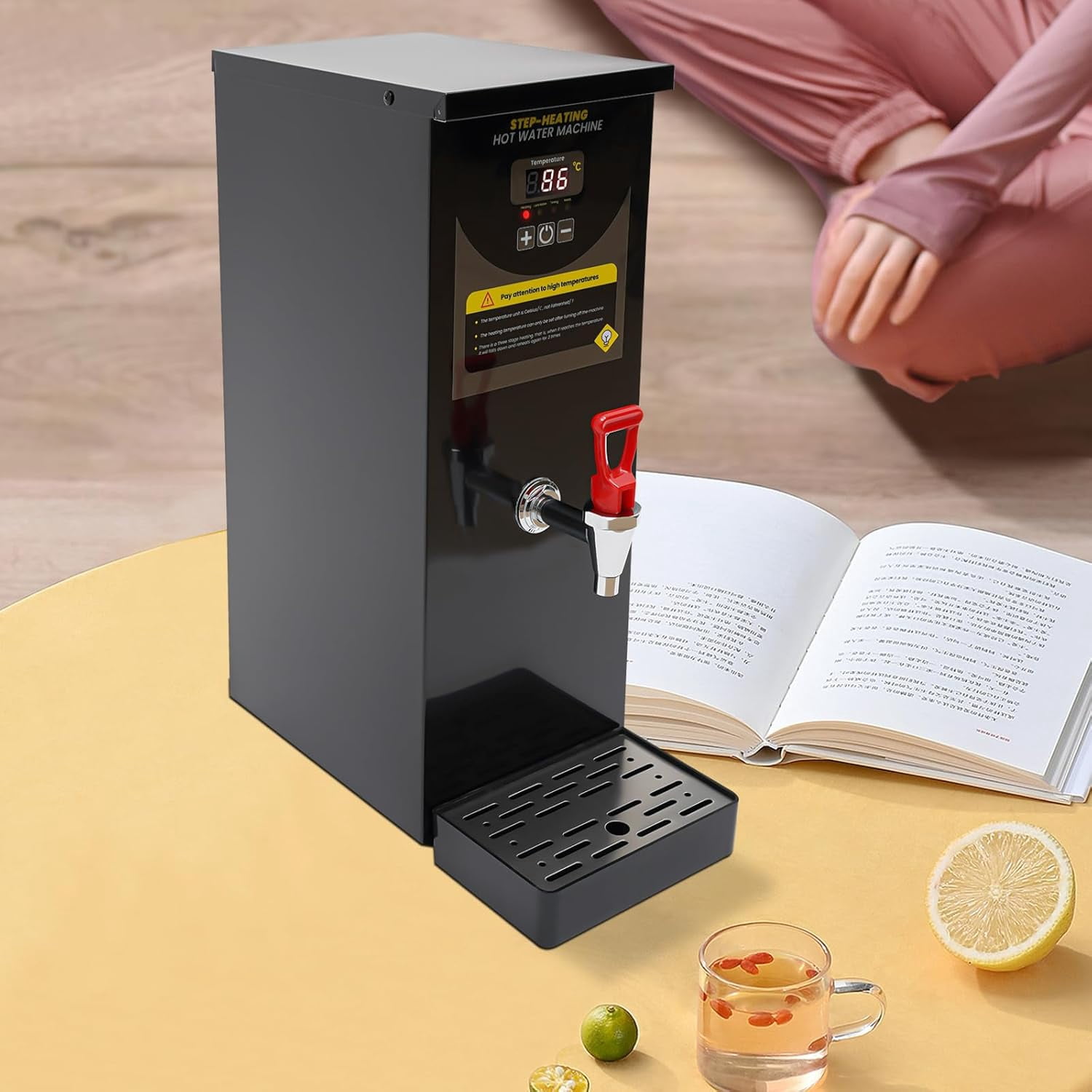Hot Water Dispenser Electric Water Boiler And Warmer, 2000W Rapid Heating Tea Coffee Water Machine Stainless Steel Commercial Hot Water Maker for Restaurant, Hotel, Home, Office (Black)