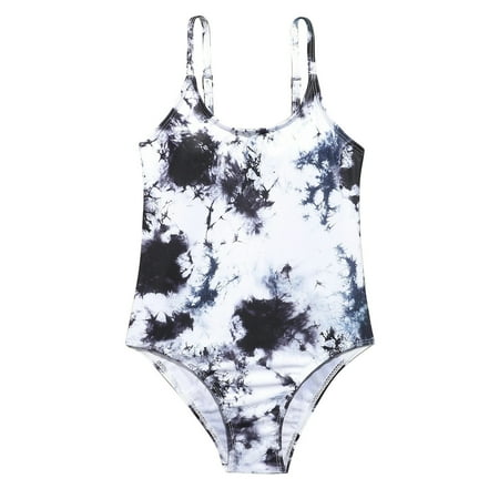 

ZRBYWB Girls Swimsuit Summer Cute Crisscross Gradient Printing Floral Print Conjoined Swimsuit