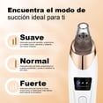 thumbnail image 4 of Succionador Extractor De Puntos Negros Kimhi Limpiador Electrico De Poros Color Blanco Con 3 Niveles De Succión Ajustables Recargable Por Usb Y 5 Cabezales Intercambiables Limpieza Facial, 4 of 5