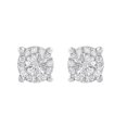 thumbnail image 2 of Brilliance Fine Jewelry 1/3 Carat Diamond Sterling Silver Cluster Stud Earrings for Women, 2 of 2