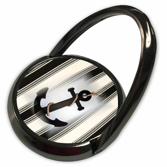 3dRose, Image of Black Anchor On Boaters Black White Stripes, Phone Ring