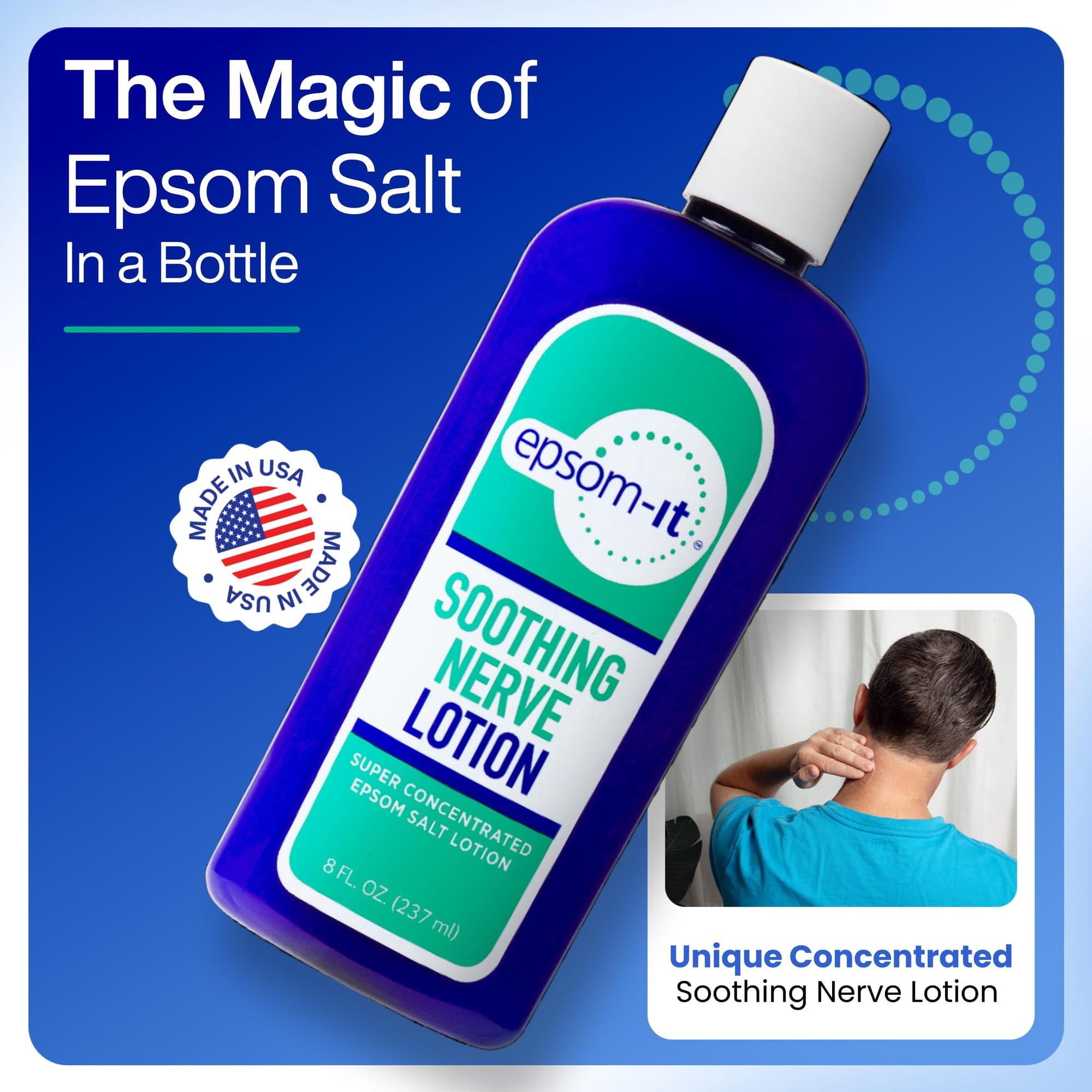 Epsom-It Soothing Nerve Lotion & Nerve Rollerball - Epsom Salt Magnesium Lotion, Topical Magnesium Cream with Capsaicin & Arnica to Provide Comfort for Legs, Knee and Feet, 8.0 oz.