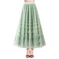 thumbnail image 4 of Gupgi Women Tutu Long Skirts Multilayer Solid Color High Waist Mesh Swing Cake Skirt, 4 of 6