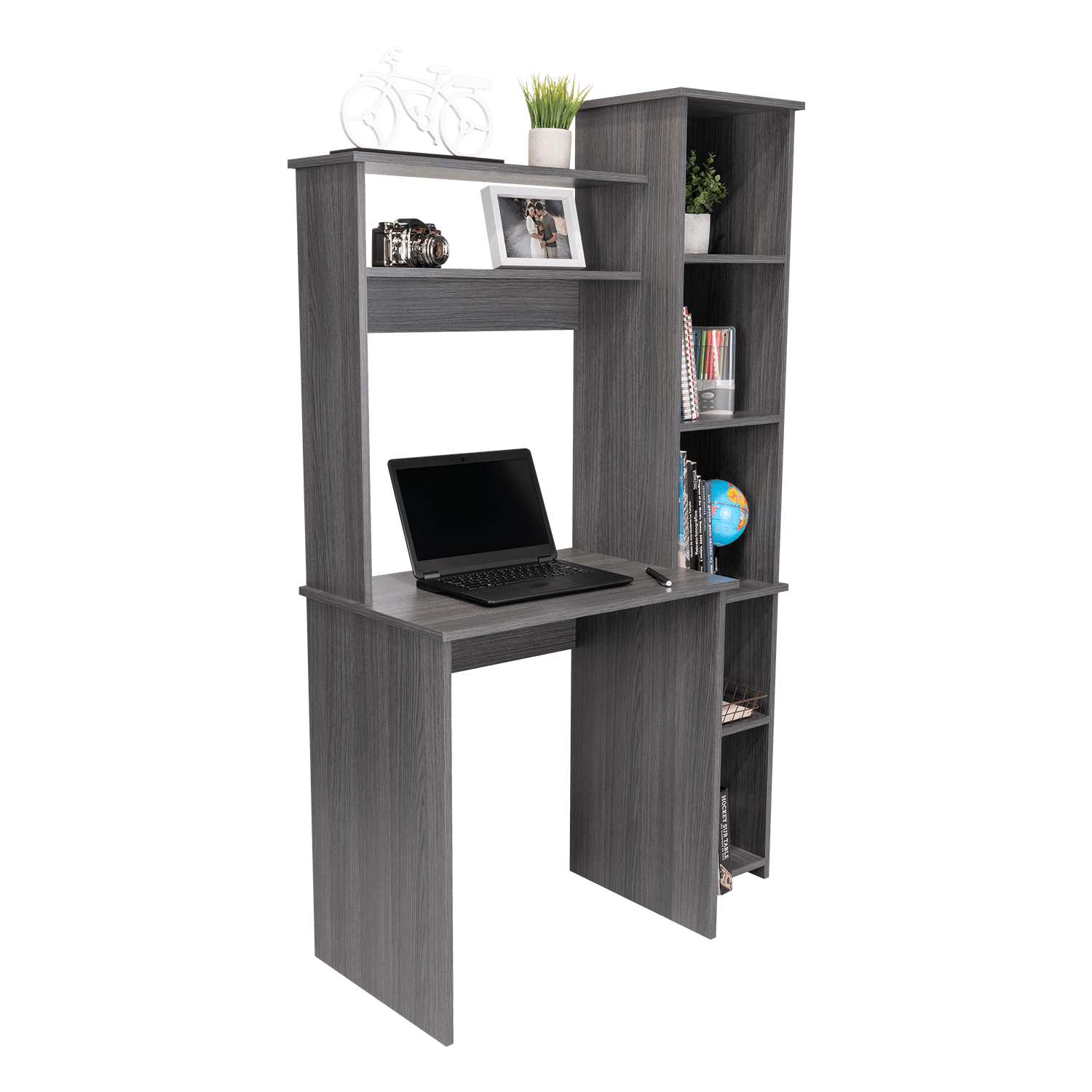 Versalles Writintg Desk, Two Superior Shelves, Five Cubbies -Smokey Oak