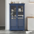 thumbnail image 3 of Harper & Bright Designs Farmhouse Kitchen Pantry Cabinet with Microwave Shelf, Tall Kitchen Storage Cabinet with Glass Door, Freestanding Hutch with 4 Built-in Drawers, 75", Blue, 3 of 17