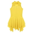 thumbnail image 4 of iixpin Kids Girls Shiny Sleeveless Figure Ice Skating Dress Ballet Lyrical Dancewear Modern Dance Performance Costume Yellow 12, 4 of 6