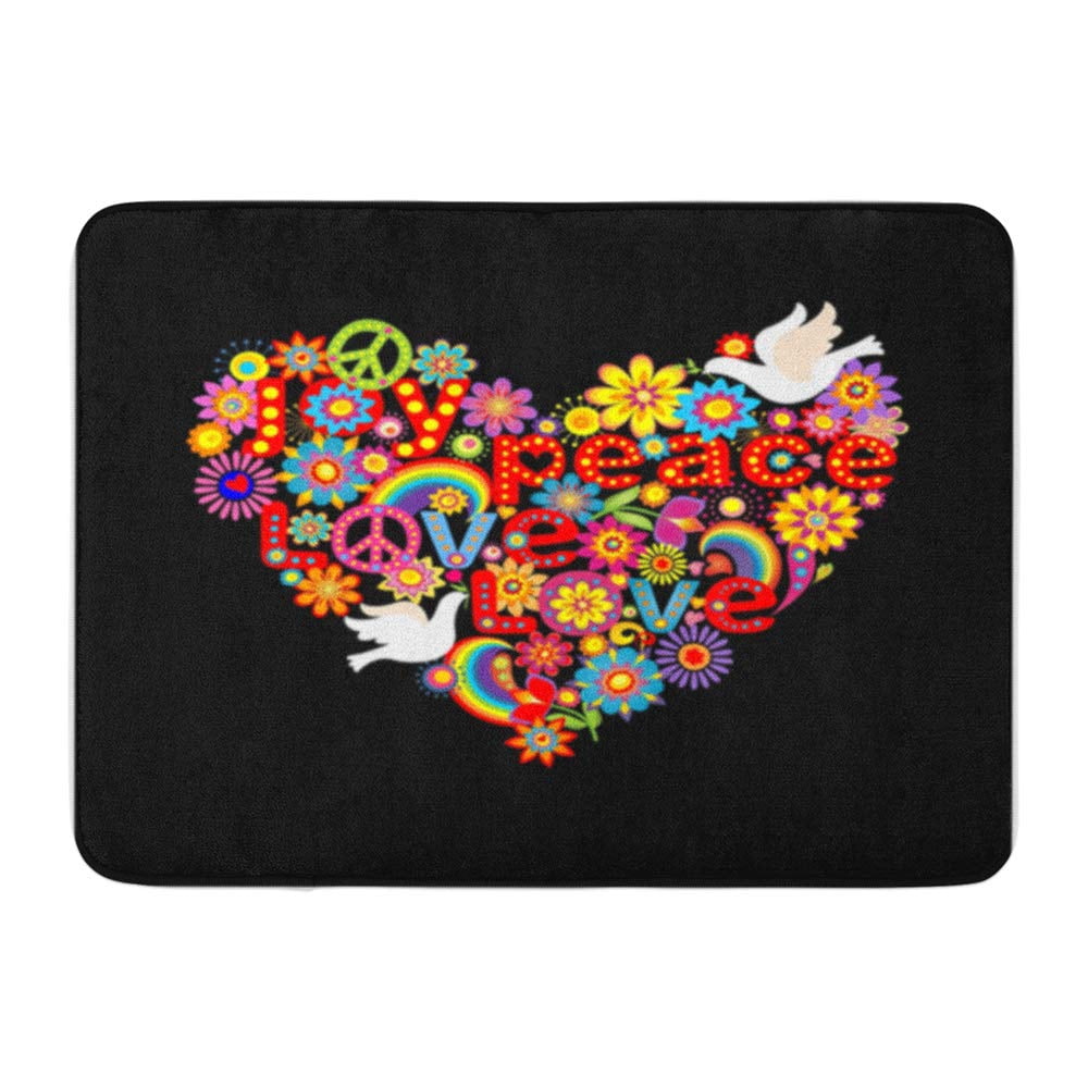 LADDKE Colorful Peace Heart Shape Hippie Symbolic and Doves Sign