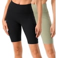 thumbnail image 2 of 2 Pack Women's High Waisted Long Biker Shorts With Pockets 9" Bermuda Length Active Short, 2 of 5