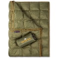 thumbnail image 3 of Get Out Gear Double Puffy Camping Blanket - Extra Puffy, Packable, Lightweight and Warm | Ideal for Outdoors, Travel, Stadium, Festivals, Beach, Hammock | Water-Resistant Camp Quilt (Olive/Orange), 3 of 3