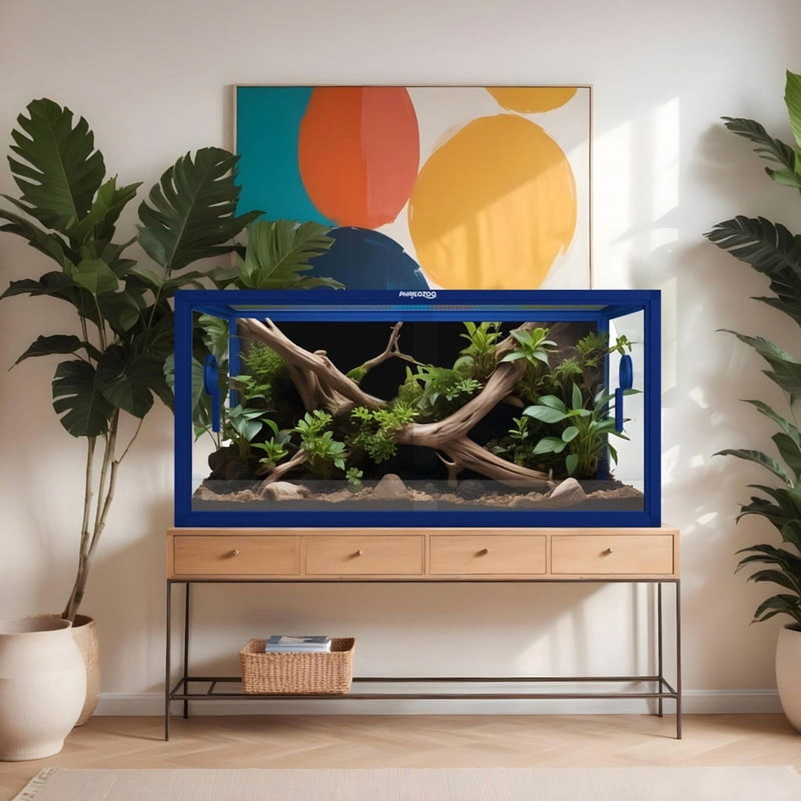 Phailozoo 50 Gallon Gecko Tank, Front Opening Reptile Enclosure, 36''x18''x18'' Dart Blue