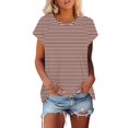 thumbnail image 2 of Mujeres de Manga Corta Tops Casual Cuello Redondo Impresión Blusa Poliéster Ligero Top, Camisa de las Señoras de la Moda para el Hogar Diario Y el Uso Cómodo, 2 of 9