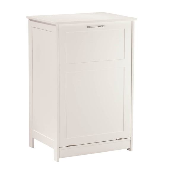 OakRidge Tilt Out Laundry Hamper Bin – Freestanding Bathroom Storage Cabinet – White – 29 ½” High Overall